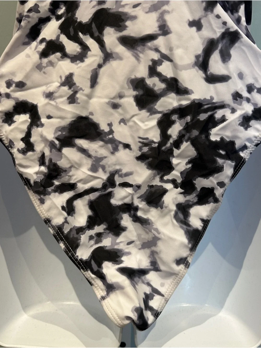 Black & White Marble Print One-Piece Swimsuit Medium NWOT